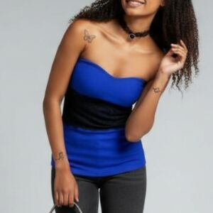 Body Central‎ Tube Top Grunge Whimsigoth Y2K Blue Black Lace Size M